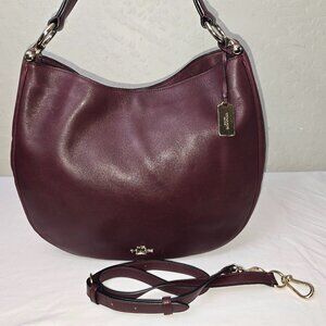 Coach 36026 Nomad Oxblood Glove Tanned Leaher Hobo Shoulder Bag With 2 Straps